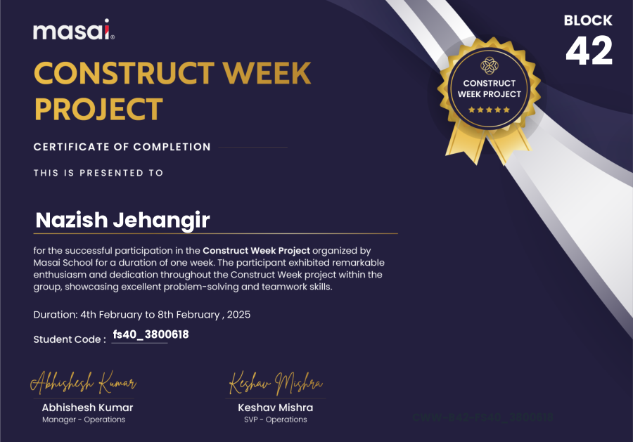 Construct Week Project Certificate